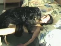 Teen beastiality sex with her black pet dog